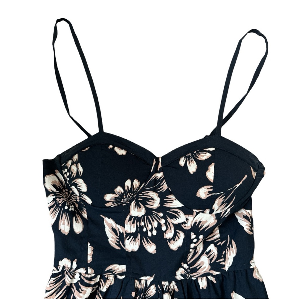 BOG Collective Navy White Floral Bra Top Jumpsuit size S - Picture 3 of 7